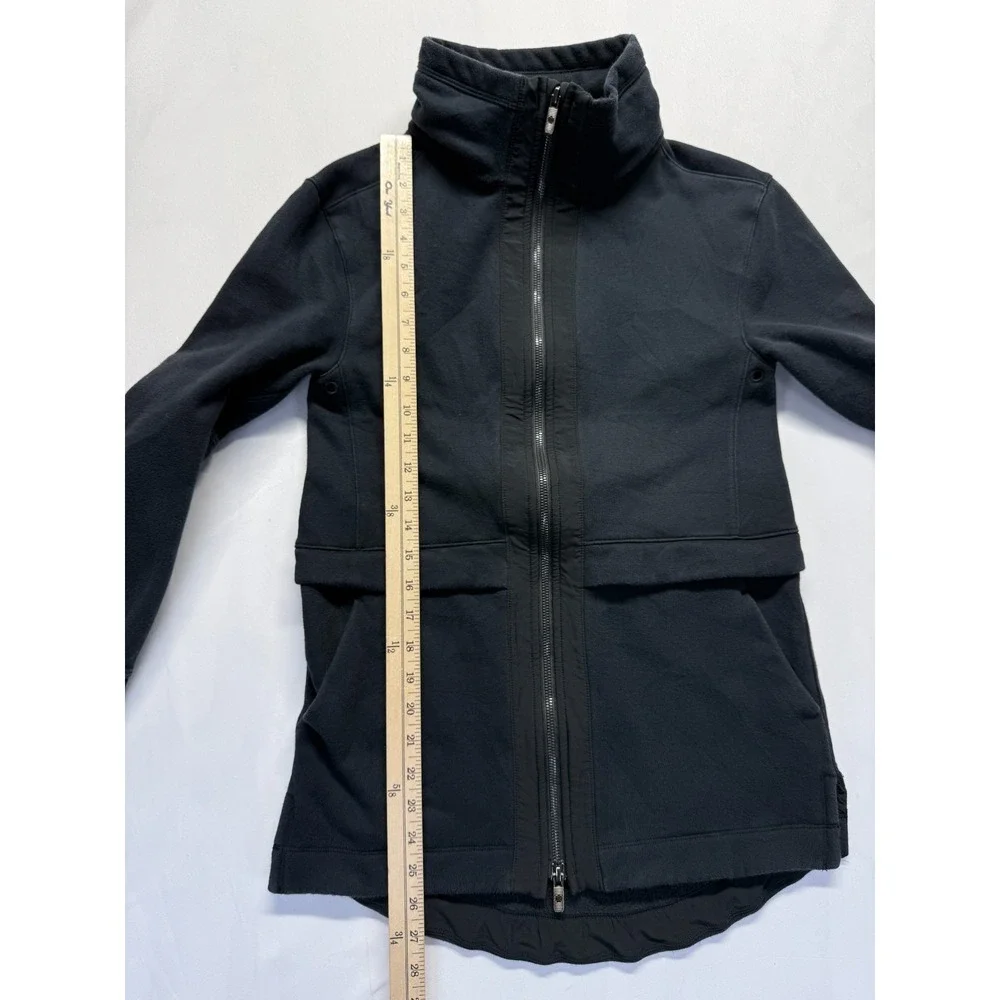 Lululemon Light As Warmth Jacket Women 4 Black Fleece Lined Relaxed Fit Full Zip